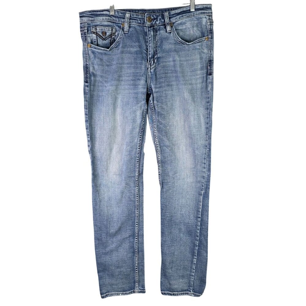 Mens Cody & James Relaxed Fit Blue Denim Jeans Embroidered Back Pockets 34X36